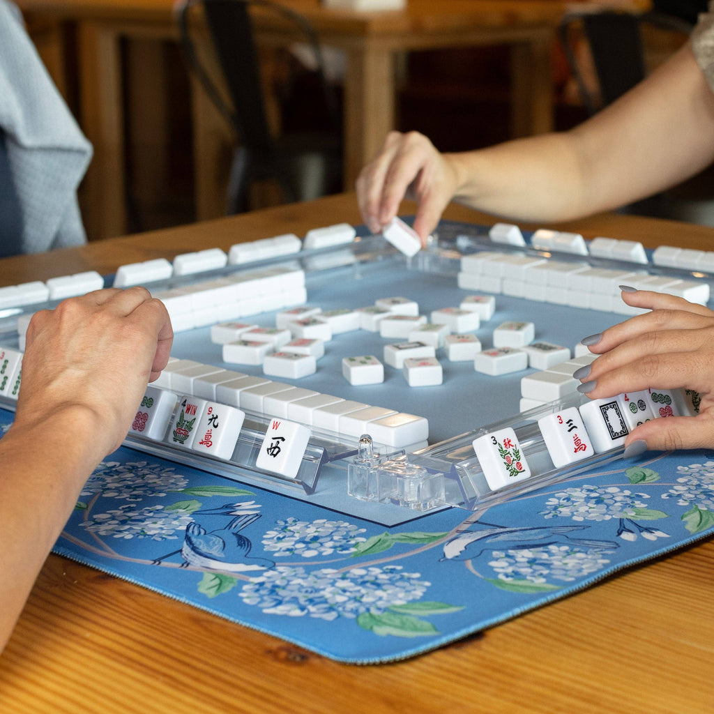 Mahjong Mat - Blue & White Bird - Hutch and Nook