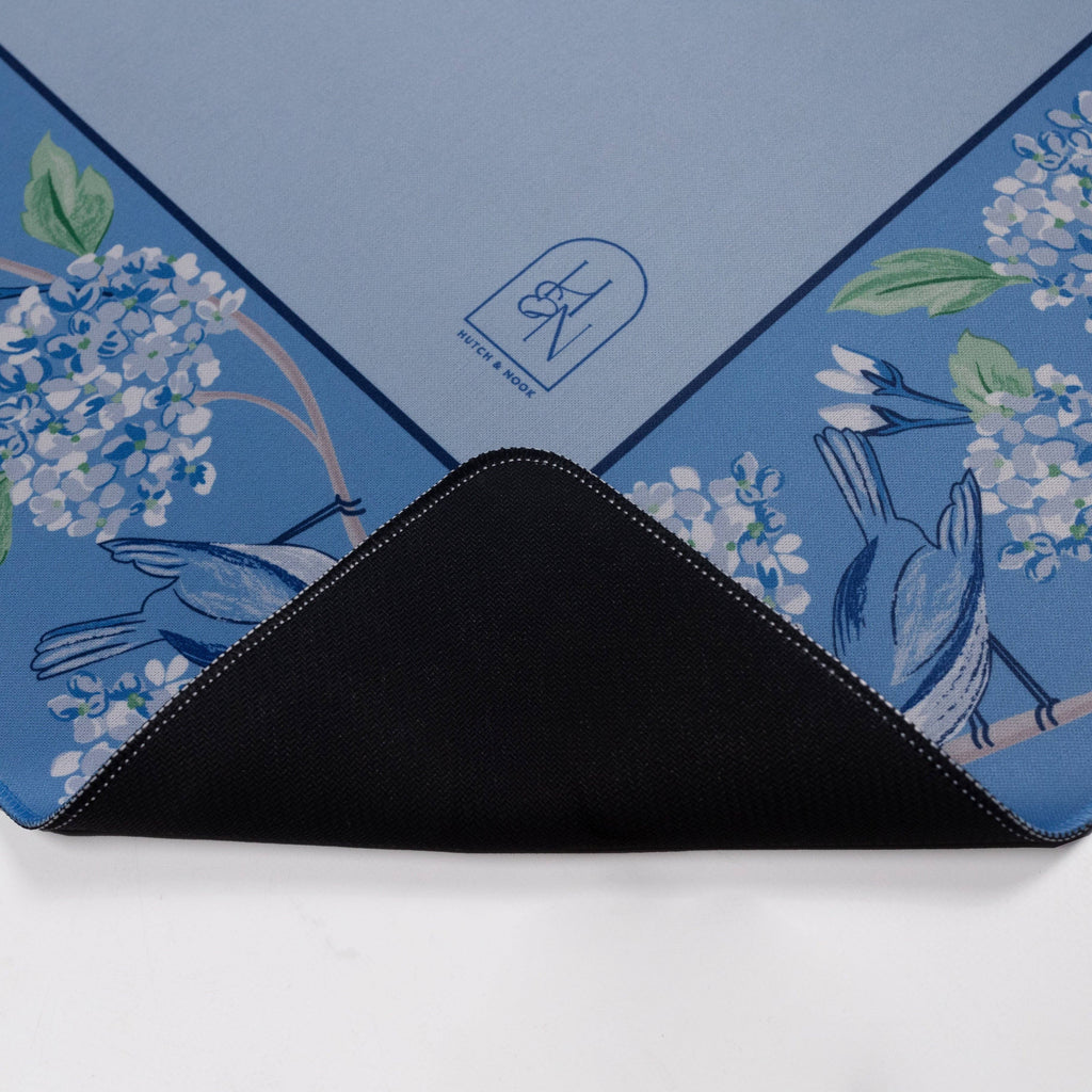 Mahjong Mat - Blue & White Bird - Hutch and Nook
