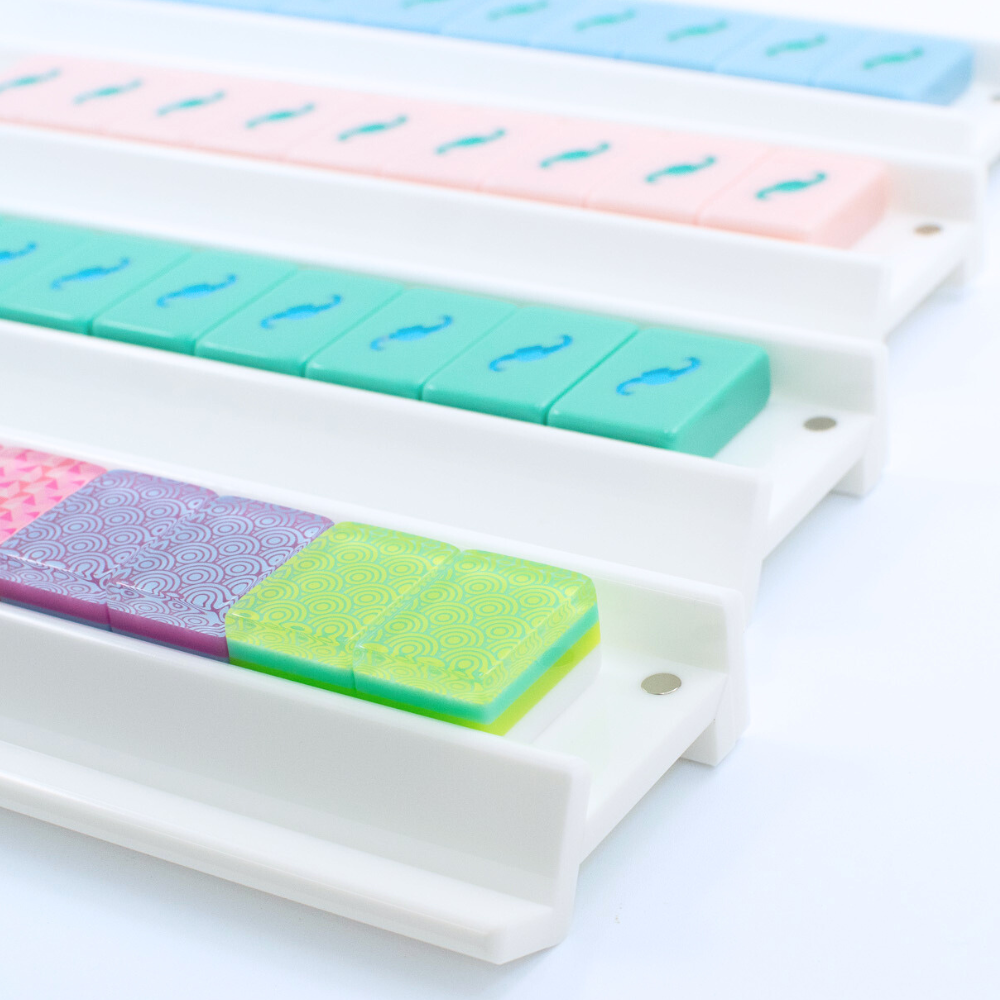 MAHJONG RACKS MFM | Premium Acrylic | 4 Racks + 4 Pushers: Solid Macaron Pink