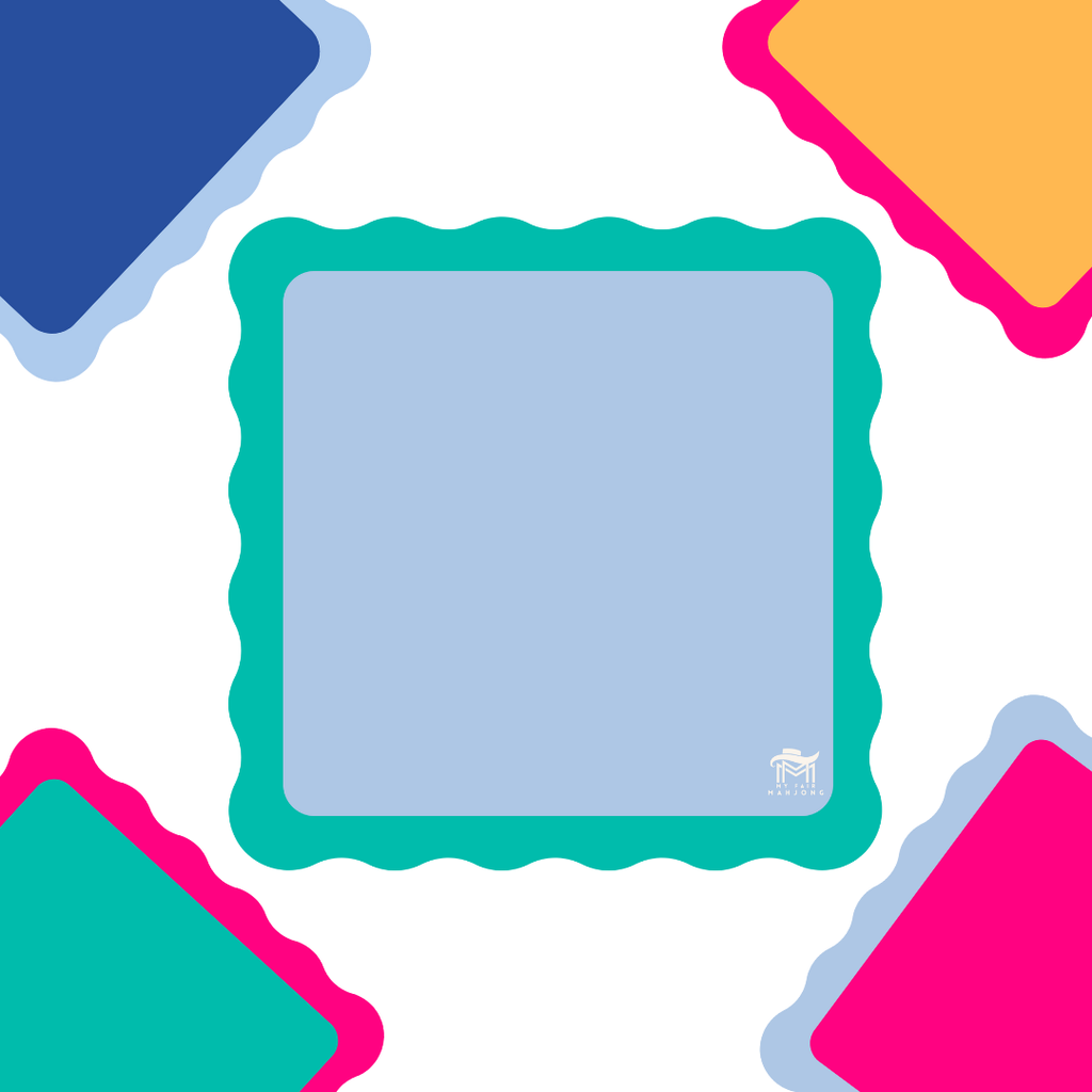 MAHJONG MAT  |  Color Wave  |  Pink Center- Blue Scallop - MFM