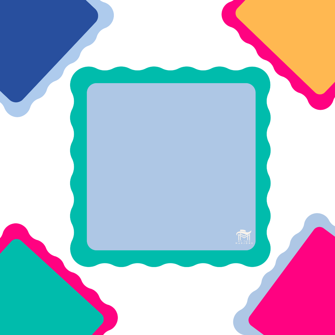 MAHJONG MAT  |  Color Wave  |  Pink Center- Blue Scallop - MFM