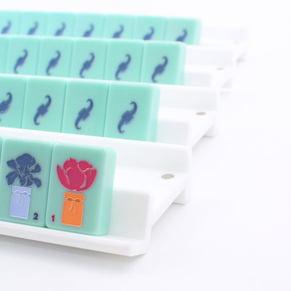 MAHJONG RACKS MFM | Premium Acrylic | 4 Racks + 4 Pushers: Solid Macaron Pink