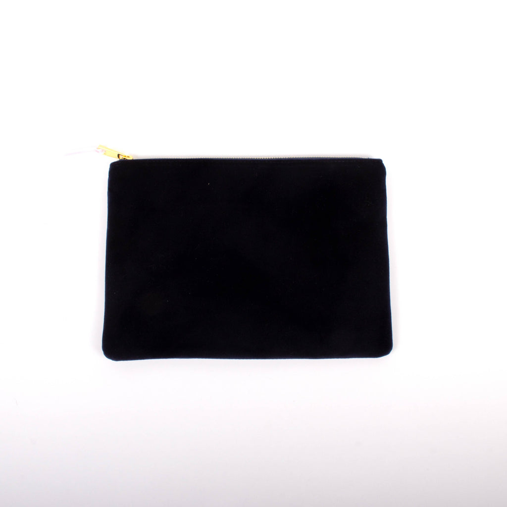 Velvet Flat Zip Pouch, Large - Navy