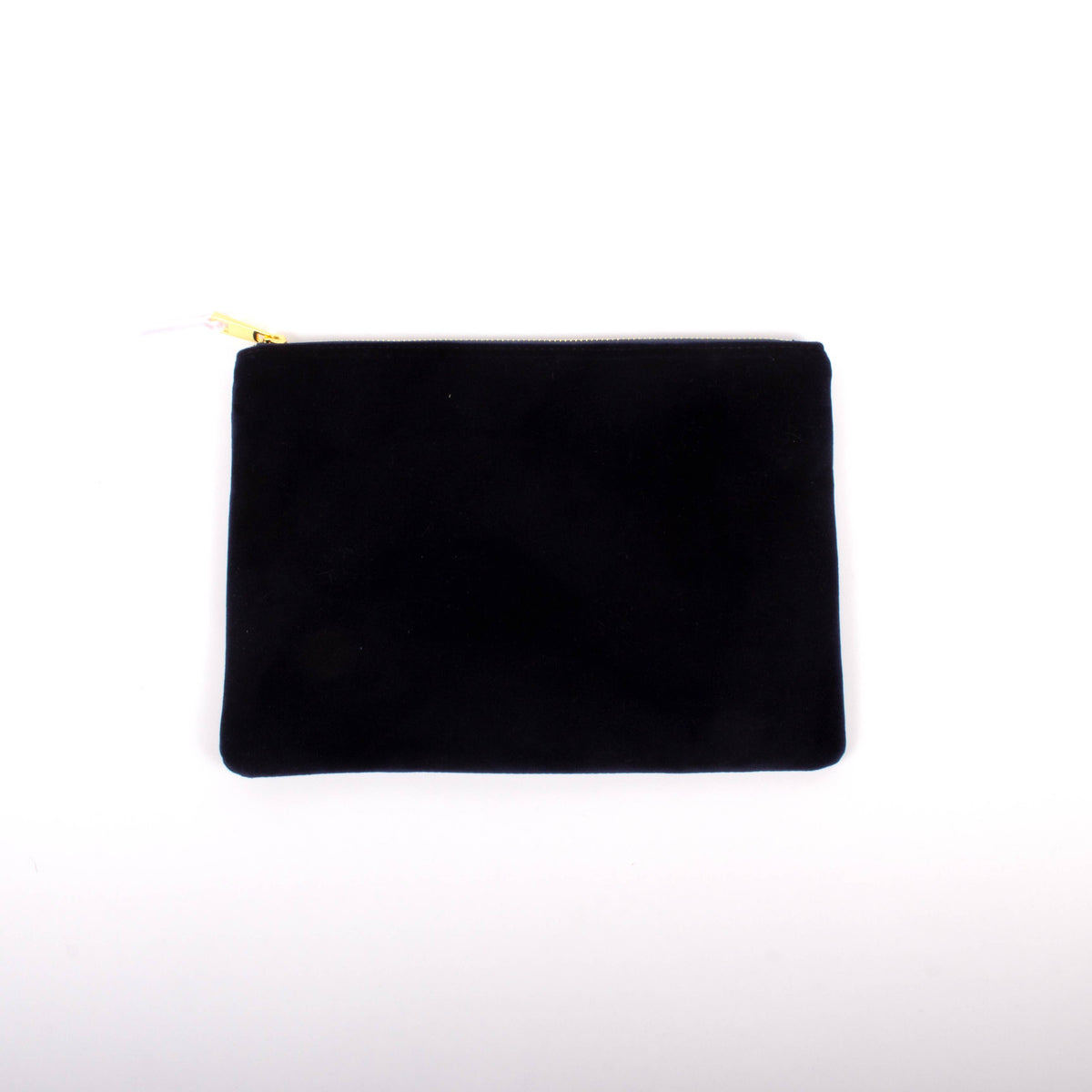 Velvet Flat Zip Pouch, Large - Navy