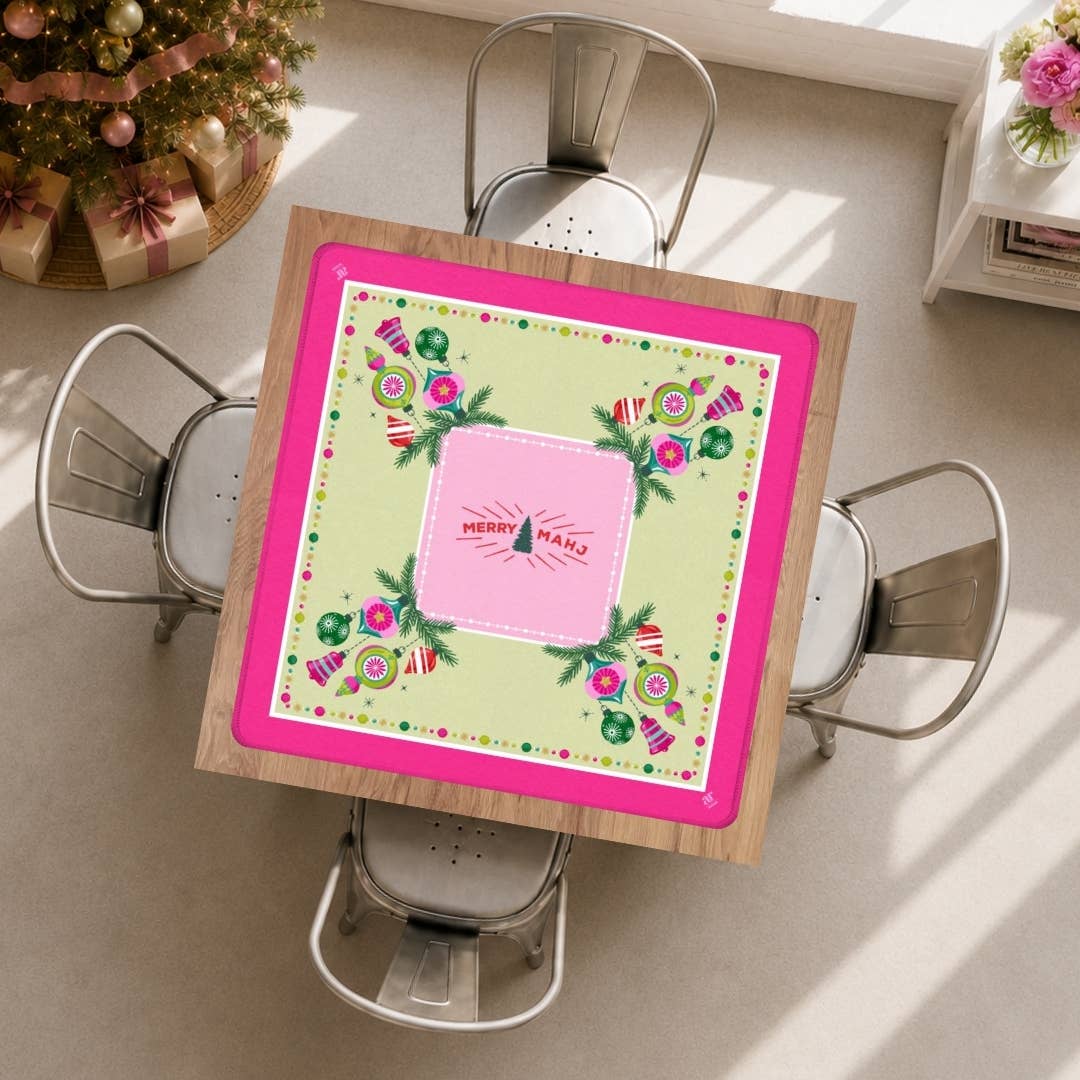 NEOPRENE Very Merry Mahj Mahjong Mat | Christmas | Pink