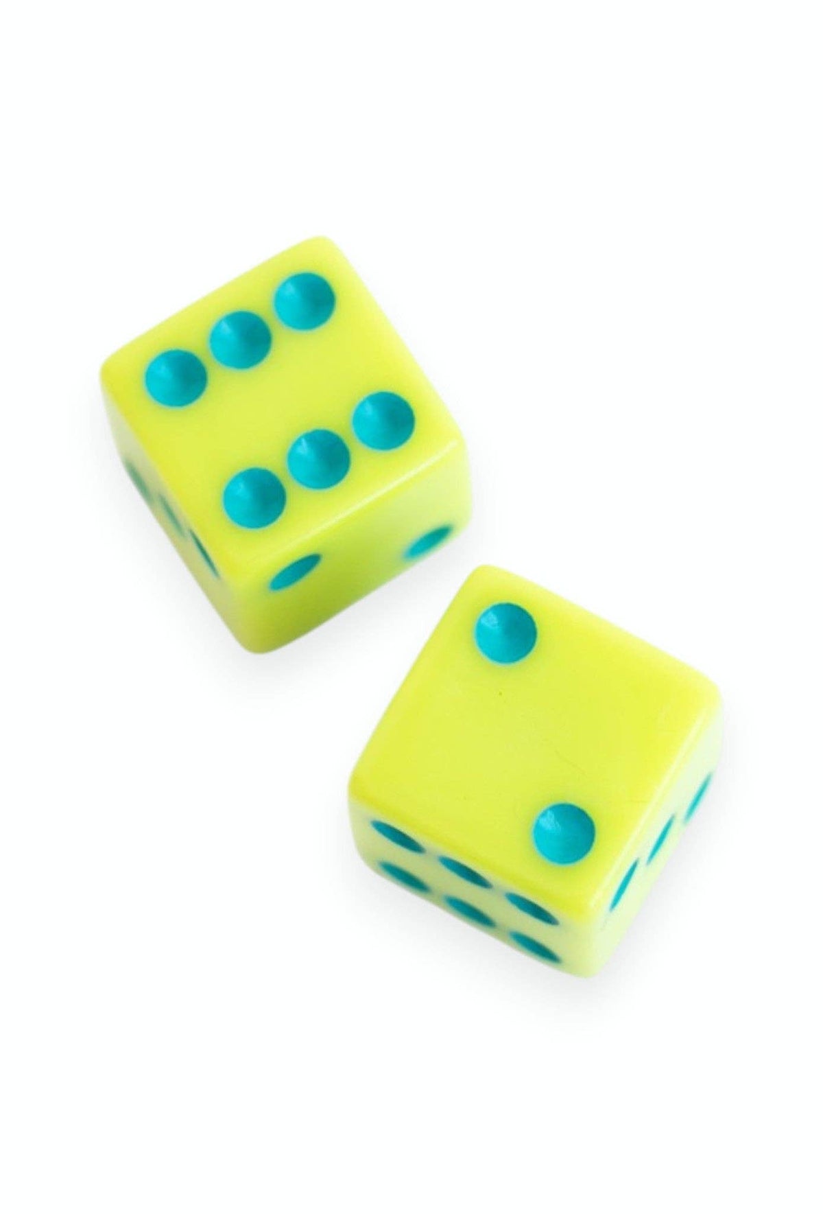 Dice (set of 2): Light Pink with Chartreuse