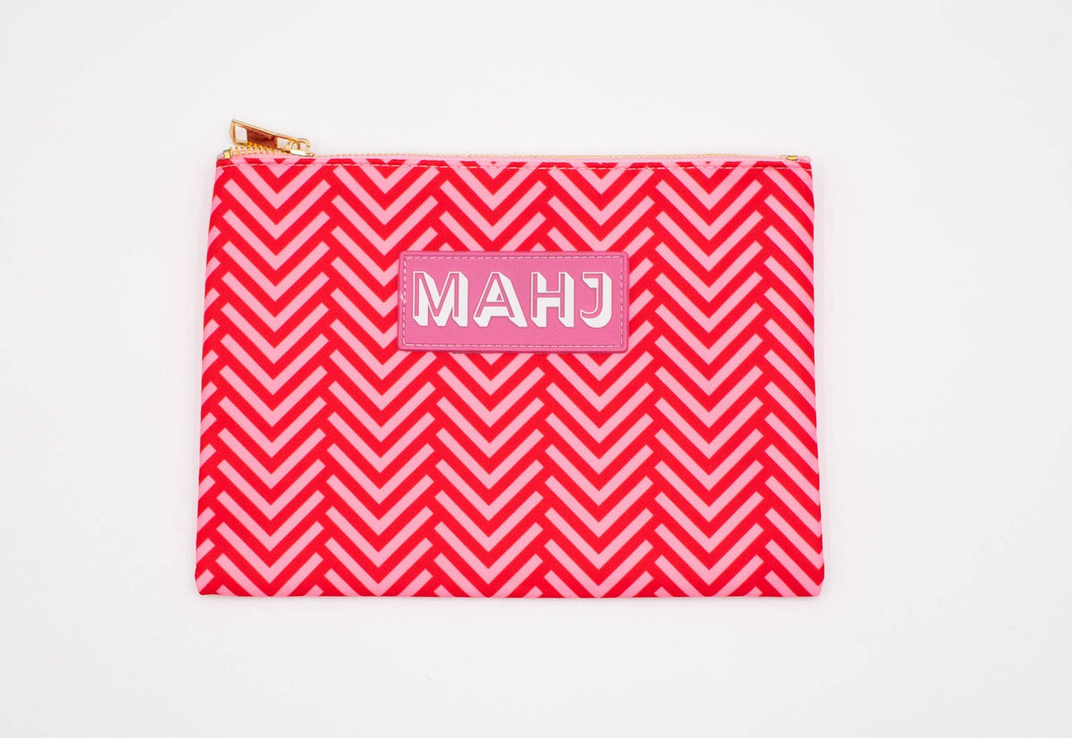 Premium Mahjong Card & Accessory Bag: Stripes- Purple & Green Card & Accessory Bag