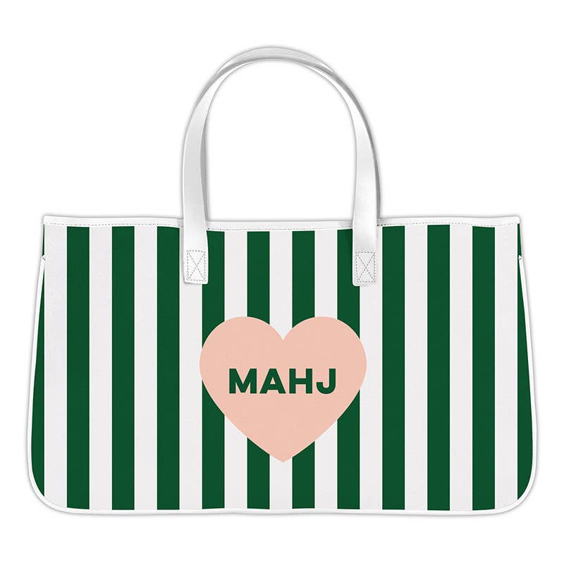 Mahjong Canvas Tote - Mahj Heart: 13 oz, 4" H
